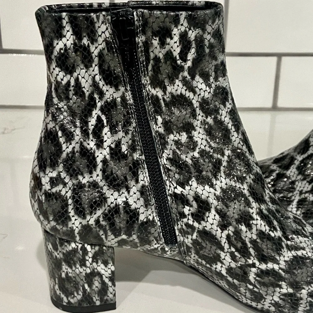 AGL Marette Snake Embossed Leopard Print Leather Ankle Boots Size 36